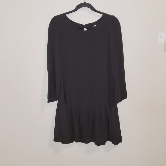 Anthropologie Meadow Rue Minutiae Black Drop Waist ruffle mini Dress - Picture 5 of 11